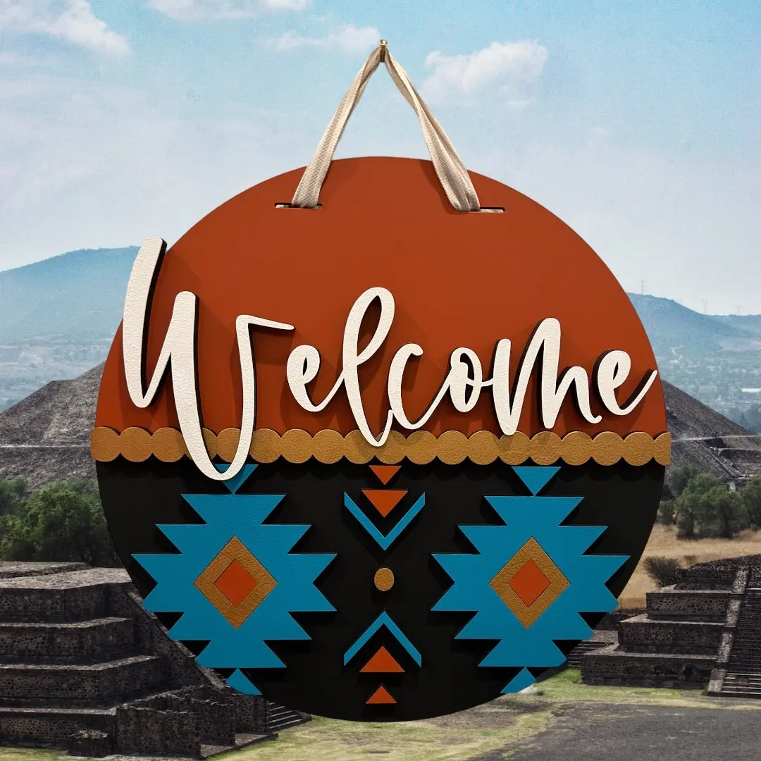 Aztec 18” Door Hanger Wooden Housewarming