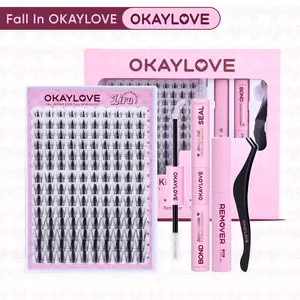 OKAYLOVE Lira Lash Clusters Kit with 1-2 Weeks Long-lasting Lash Bond and Seal, Tweezers and  Eyelash Remover for DIY at Home for Natural Clean Girls Makeup Gifts