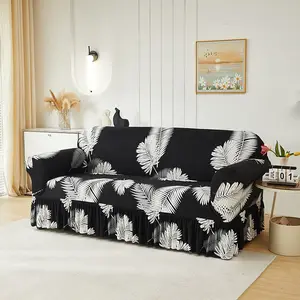 Luxury High Elastic Feather Texture Sofa Cover, Anti-Slip Skirt Design, Single/double/three/four Seater, Pet Proof Washable Protector, Stretch Sofa Cover