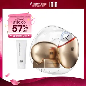 INIA GLACE Microcurrent Lymphatic Drainage Beauty Device | EMS Microcurrent-Activated Deep Drainage with Red & Blue Light, Thermal & Cryo Therapy for Instant De-Puff, Snatched Lift, Face & Neck Sculpting, Mother's Day Special Gift