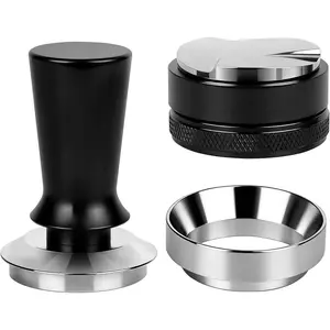 51mm Espresso Accessories Kit, 3 in 1 Complete Set with Distribution Tool, Spring Loaded Tamper & Dosing Funnel, Stainless Steel Coffee Leveler & Calibrated Tamper for Delonghi 51mm Portafilters