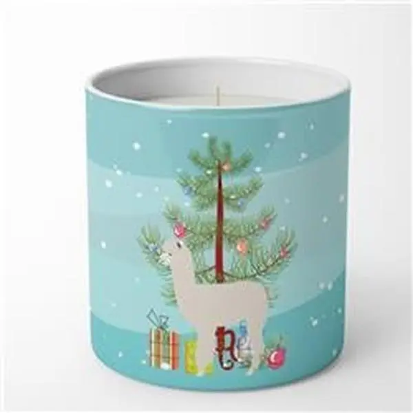Carolines Treasures BB9286CDL 3.75x3.25 in. Unisex Alpaca Christmas Decorative Soy Candle - 10 oz, Teal, Fragranced Aroma Scent, Cotton Wick, Home Decor Decoration