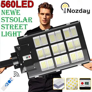6500W IP67 Solar Street Lights Outdoor, 330000LM Commercial Parking Lot Light Dusk to Dawn 6500K Solar Security Flood Lights Solar Lamp with Motion Sensor for Garden, Basketball Courts