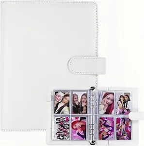 A5 Kpop Photocard Binder with 30 Pack 4-PocketCard Pages,ó Ring A5 Binder CardCollector Albumwith 240 Card Slots,PU LeatherBinder Cover withMagnetic Buckle Closure forOrganizing Trading Card