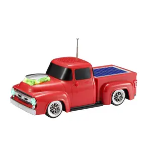Wster WS-692 Red Pickup Truck Model Solar Wireless Bluetooth Speaker with LED Light Antenna Desktop Subwoofer for Audio Smartphone Gifts