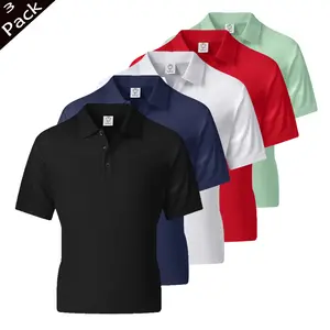 3-Pack Summer Men's Versatile Breathable Cooling-Effect Casual Short-Sleeve Polo Top in Multiple Colors - Menswear