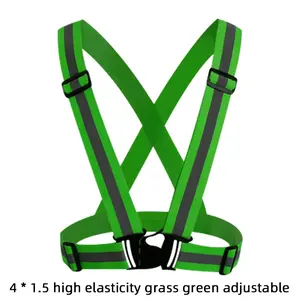 10pcs Grass Green Safety Vest, Visibility Reflective Running Gear Adjustable Elastic Safety Vest, Outdoor Work , Construction Vest , Safety Shirt, Suitable for Night Jogging, Cycling, Walking or Walking the Dog, Running Vest for Boys, Women and Children