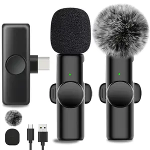 Wireless Lavalier Microphone for iPhone iPad TypeC Lapel Mics Plug-Play 2.4G Ultra-Low Delay Built-in Noise Reduction Chip Working Time for Video Recording Interview Podcast Vlog Live Broadcasting Equipment