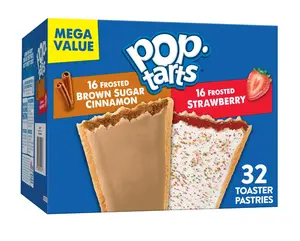 Pop-Tarts Toaster Pastries Variety Pack 32 Count 54.1oz Box Kids Snacks Breakfast Foods Brown Sugar Cinnamon & Strawberry Flavors
