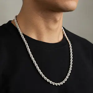 Rope Chain Necklace in White Gold - 5mm in Width