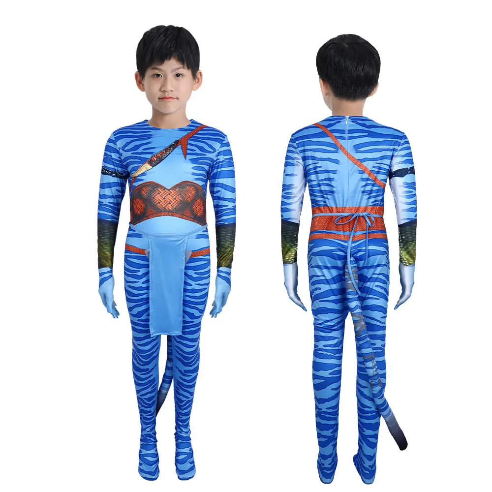 Men's Avatar: The Way of Water Female Combat Cosplay Bodysuit - Navy Menswear Jumpsuit, Second Skin Stretch Fabric, Glow Spots, Tribal Prints, Gradient, Compression, Zipper, Multi-Size Adult Role-Playing Stage Costume