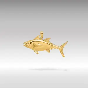 14K Gold 3D Large Polished Skipjack Tuna Fish Pendant