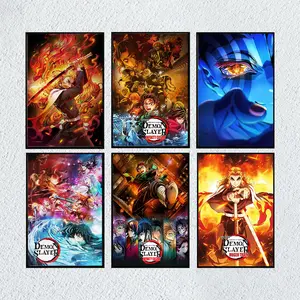 "Demon Slayer" wall decorations, Japanese manga prints, gifts for anime fans, anime room decorations. Anime wall decorations. Works of anime art suitable for anime enthusiasts.