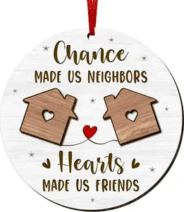 Gifts for Neighbor, Christmas Ornaments 2024 - Christmas, The Neighborhood Gifts for Friends, Hello Neighbor Friend Gifts for Women - Christmas Tree Decoration Wooden Ornaments