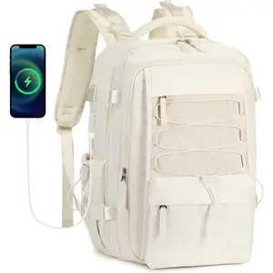 Travel Backpack for Women Men 17 Inch Laptop Backpacks with USB Port Carry  Bag Airline Approved Large College School Bookbags  Work Business  Rucksack Casual Daypack (White)