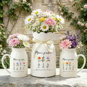 Personalized Grandma’s Garden Vase – Custom Birth Flower Ceramic Pot, Mother’s Day Gift for Nana