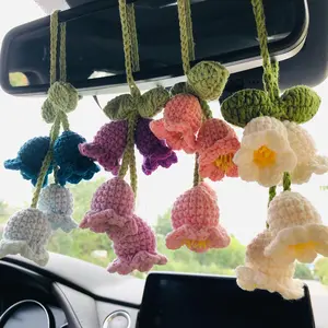 Crochet Car Rearview Mirror Hanging Ornament, 1 Count Cute Car Interior Decoration, Car Rearview Mirror Pendant, Universal Car Interior Accessories