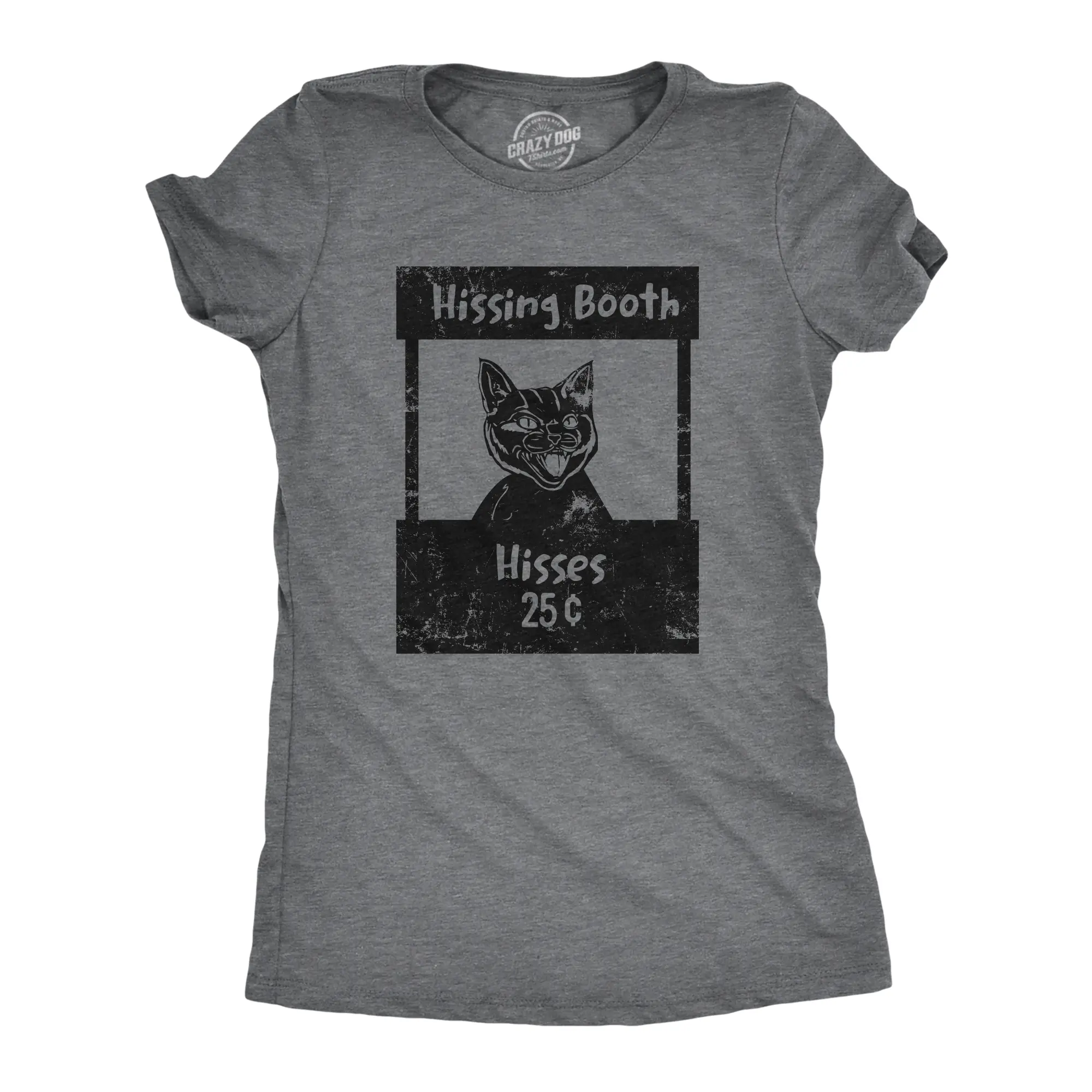 Womens Hissing Booth T Shirt Funny Mean Kitten Hiss Joke Tee for Ladies Funny Womens T Shirts Cute Vintage Fashion Casual Ladies T-Shirt Gift Sarcastic Tops for Women Funny Cat Top Women's Novelty Tees Dark Grey