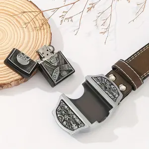 Gothic Skull Jesus Cross Belt for Men | Vintage Western Style, Hidden Lighter, God-Fearing & Jeans Ready!