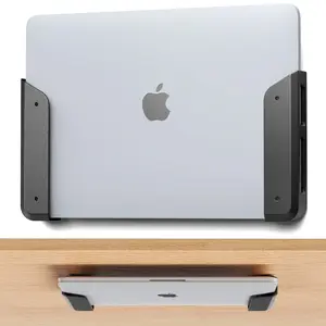 Laptop Wall Mount Stand with Non-Slip Pad, Adhesive Computer Holder for Macbook, Tablet, Notebook, Space-Saving Desktop Organizer