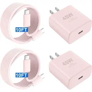 45W USB C Fast Charger Block with 10FT Long Type C Charging Cable, Fast Charger for iPhone 17 16 15 Pro Max iPhone 17 Air,