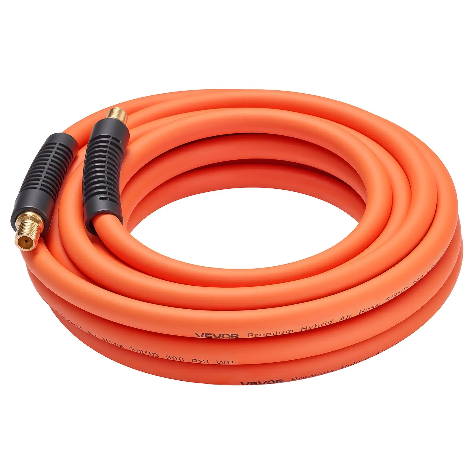 【Summerfinds】VEVOR Air Hose, 3/8'' x 25FT Hybrid Air Compressor Hose, 300 PSI Kink-Resistant Pneumatic Hoses with 1/4-inch Solid MNPT Bras Fittings, Three-Layer Construction, All-Weather Flexibility, 300 Psi Max, Brass Fittings