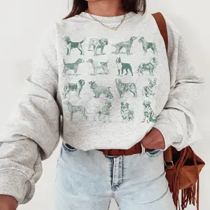 Vintage Dog Breeds Graphic T-Shirt / Sweatshirt / Hoodie, Cute Dog Mom short sleeve, Retro Dog rewneck Shirt, Gift for Dog Lover Person