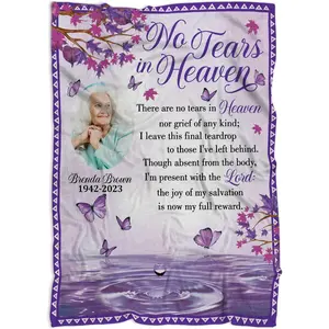 Memorial Blanket Gifts, No Tears in Heaven Sympathy Gift, Bereavement Gift, in Loving Memory of Loved One Gift, Condolences Gift, Blanket Gifts for Loss of Mother/Father/Husband