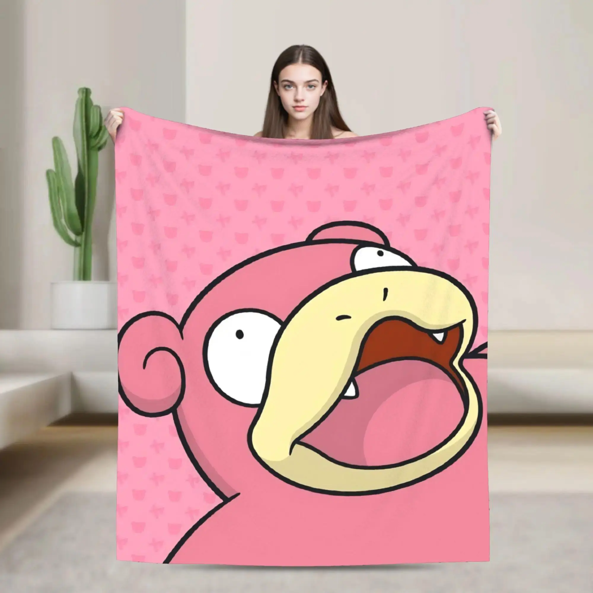 Slowpoke Cartoon Flannel Blanket, Super Warm Throw Blanket for Couch, Bed, Airplane Travel, Cozy Fashion Bedspread