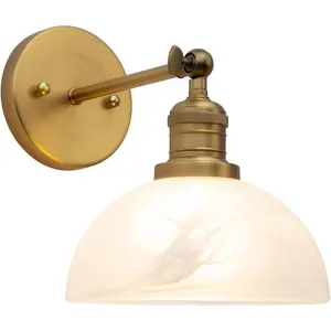 1-Light Vintage Wall Sconce Light with Milk White Glass Shade, Rustic Indoor Wall Mounted Lamp for Bedroom Vanity Bathroom Living Room Over Kitchen Sink