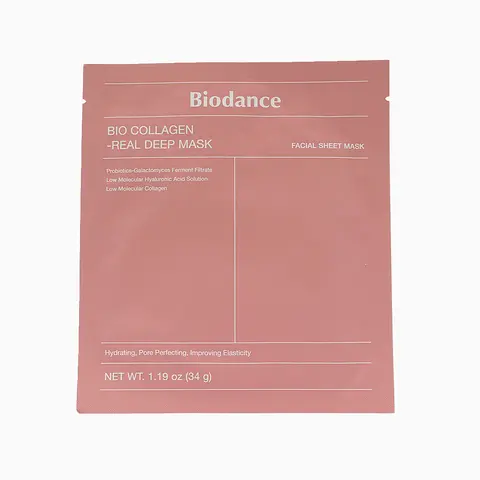 Biodance Bio Collagen Real Deep Sheet Mask, 34g x 4pc Unisex Facial Moisturizer with Hydrating Hyaluronic Acid & Vitamin E for Dewy, Radiant Smooth Skin Repair, Adults