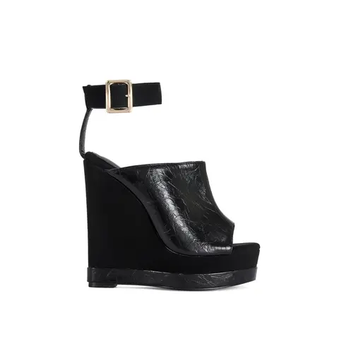 TANA-BLACK PLATFORM WEDGE SANDAL