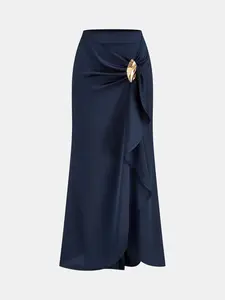 Elegant Satin Slim-Fitting Mermaid Skirt, Plain Pattern, Long Skirt Length, Stylish Women's Fashion, Perfect for Various Occasions
