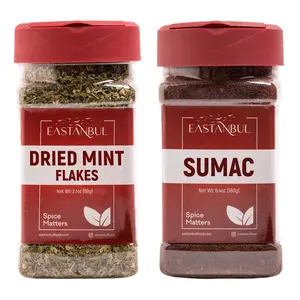 Eastanbul Dried Mint Leaves, 2.1oz and Ground Sumac, 6.4oz, Spice Buddies