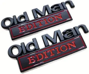 2pcs Old Man Edition 3D Emblem Sticker Badge Fender Funny Old Man Edition Decals Car Truck Replacement Door Decoration for Universal Vehicle SUV Motorcycle
