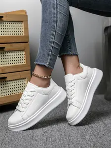 Couple Fashion Casual Shoes, Low Top Sneakers, Sports Shoes, PU Leather, Round Toe, Rubber Sole, All Seasons, Sizes 36-46