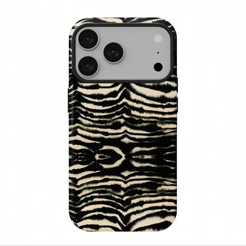 Zebra Print Protective Phone Case for iPhone17 Pro Max 16 15 14 13 12  - Samsung 25 Ultra plus, 24, 23, 22 phone cases, double-layer protective cases, smartphone cases
