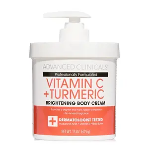 Advanced Clinicals Vitamin C Cream Dry Skin Rescue Skin Care Face & Body Cream Infused W/Turmeric, Vitamin E, & Shea Butter. Firming & Brightening Anti Aging Moisturizer, 15 Fl Oz Hydrating Radiant Moisturizing