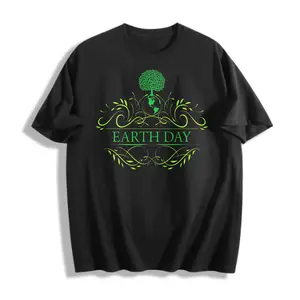 100% Cotton Men’s Graphic T-Shirt Earth Day Tree Globe Design Plus Size S-5XL Spring Summer Environmental Awareness Casual Wear