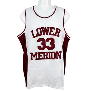 2025 Men's Basketball Jersey Lower Merion high school 33 Bryant Sewing embroidery Outdoor sports jerseys Cheap high quality summer sportswear Retro Red White Mesh breathable Sleeveless training suit Cheap High Quality Accept mixed wholesale S-XXL