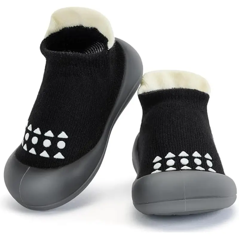 SAMGU Non-Slip Cotton Fabric Baby Sock Shoes, Soft Soled Kids Shoes for 0–3 Years (6–36 Months) Boys Girls, Breathable Lightweight Durable Walking Slippers (Brown, Black, Pink, Grey)
