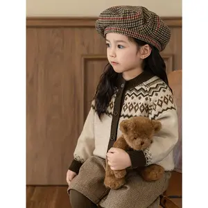 Girls' -Lined Sweater Coat, New Autumn/Winter Stylish Knit Cardigan Baby Girls