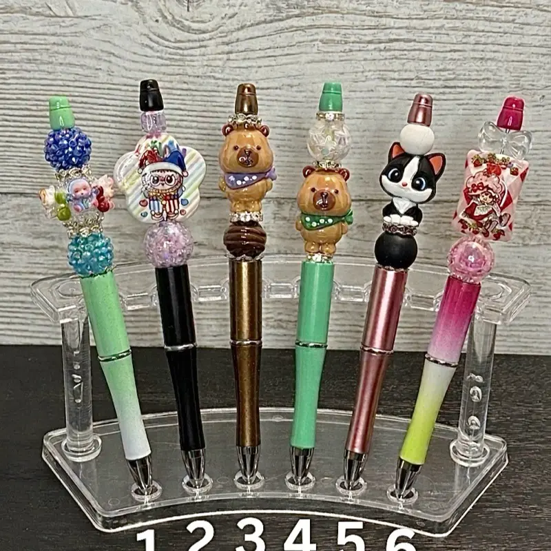 Character Beaded Writing Pens, Decorative Ballpoint Pens for Daily Writing, Office & School Supplies