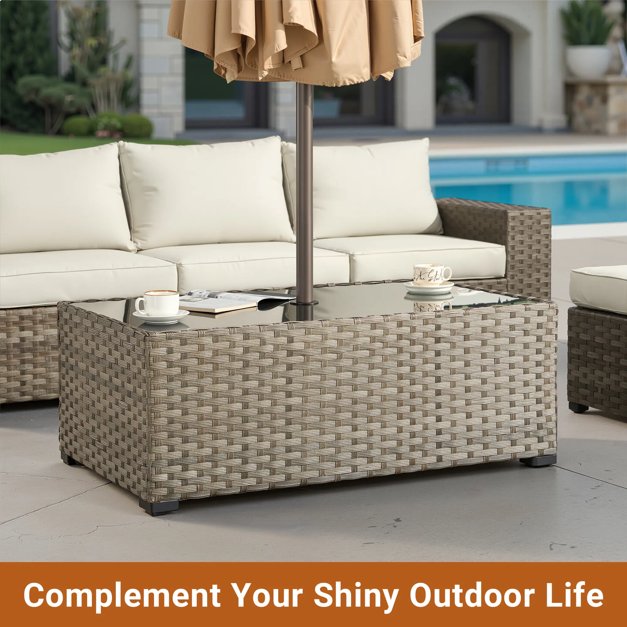 47" Rectangular Umbrella Hold Table Style 1