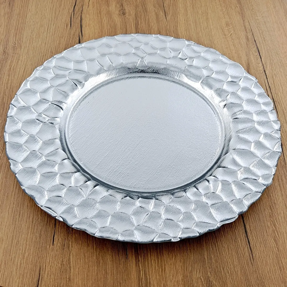 13 in. Rocher Charger Plate, Silver