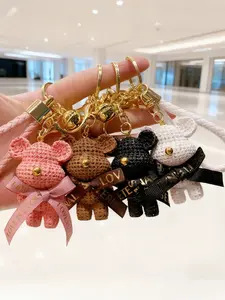 Handmade Resin Keychain with Bell Bow Bear, Cute Simple Style, High-Quality Hanging Decoration, Car Key Holder, Phone Lanyard, Perfect Gift Valentine's Day,lovers, Stylish Keychain
