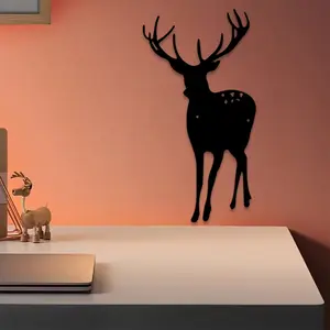 1pc Contemporary Deer and Pine Tree Metal Wall Art, Contemporary Deer and Pine Tree Statue Mural, Perfect for Living Room, Garden, Outdoor Fence Decor, Christmas Decor, Ideal Gift for Nature Lovers weird home decor