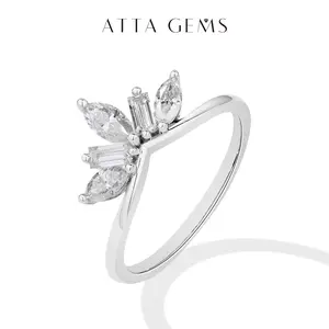 ATTAGEMS Irregular Shape Lab-Created Moissanite Ring for Jewelry Casual S925 Sterling Silver Rings for Women Fine Jewelry New Gift R296