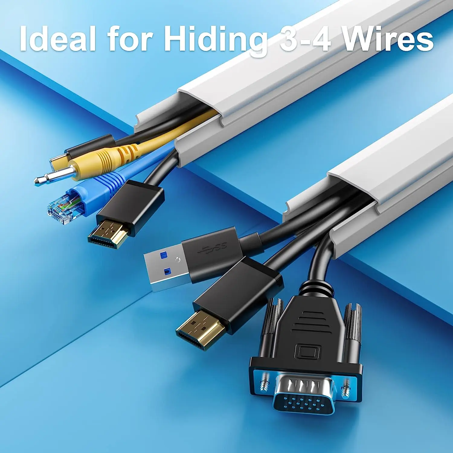 3-Piece Cable Track Set, 31.5 Inch Wall-Mounted TV Line Protection Cover, Paintable Wire Organizer, Neat Installation, Living Room Home