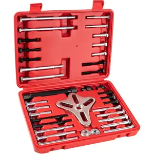 46PCS Harmonic Balancer Puller Set Automotive Power Steering Wheel Pulley Puller Installer Tool Kit Crankshaft Flywheel Puller Removal Tool Works for Most Cars Pickups and SUVs